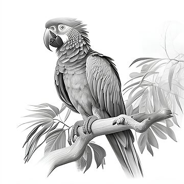 loro dibujo en blanco y negro