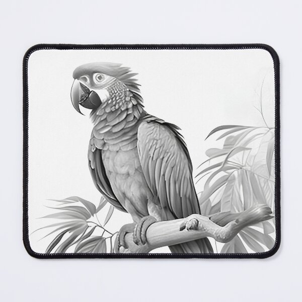 Item preview, Black and white Parrot pencil drawing designed and sold by Pencil-Art.