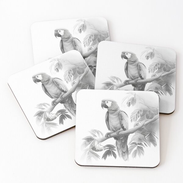 Item preview, Black and white Parrot pencil drawing designed and sold by Pencil-Art.
