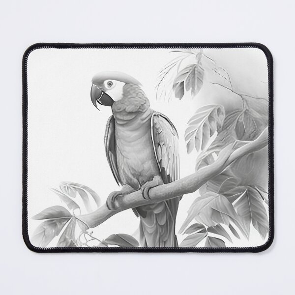 Item preview, Black and white Parrot pencil drawing designed and sold by Pencil-Art.
