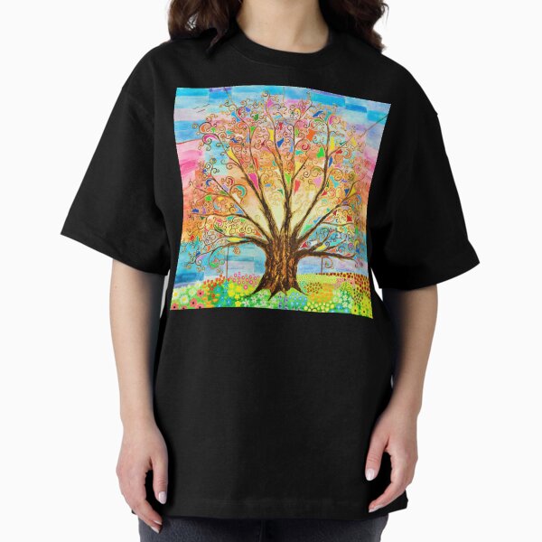 Spiritual Art Nouveau Tree of Life Oversized T-Shirt