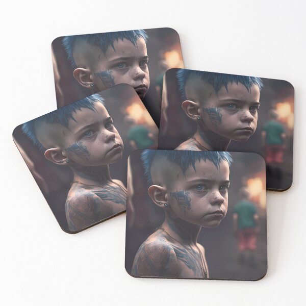 Item preview, Tattooed boy portrait AI Artwork designed and sold by Slowerblue.