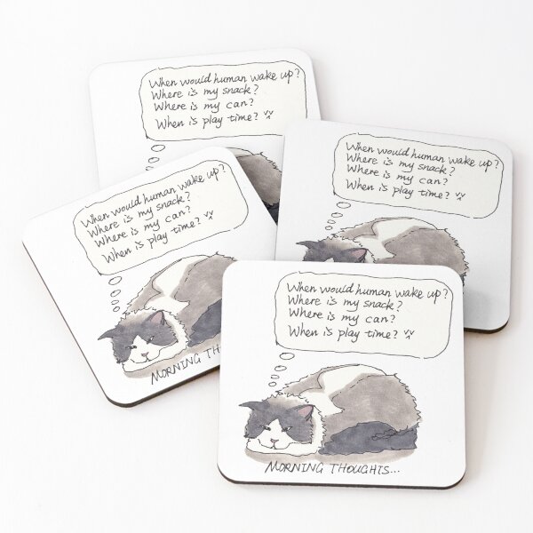 Item preview, Morning Thoughts - Cheeky cat designed and sold by LeMooMooSketch.