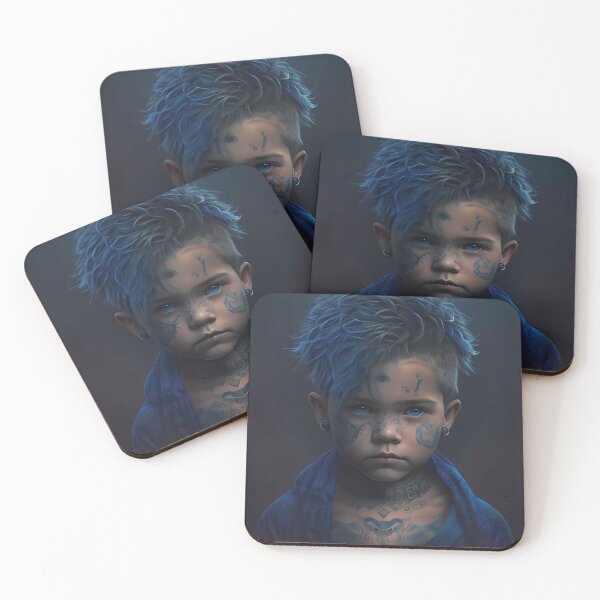 Item preview, Tattooed boy portrait AI Artwork designed and sold by Slowerblue.
