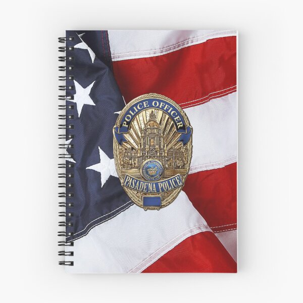Item preview, Pasadena Police Department - PPD Officer Badge over American Flag designed and sold by Serge Averbukh Art Studio.