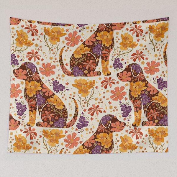 Item preview, Vintage Floral Dog Silhouette Retro Colors designed and sold by Meganlaine.