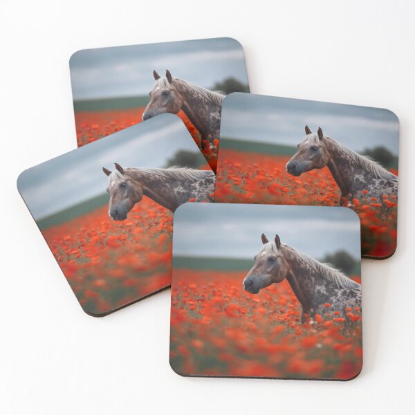 Item preview, Crimson Beauty: A Majestic Horse Amidst a Field of Poppies designed and sold by EmeraldeaArt.