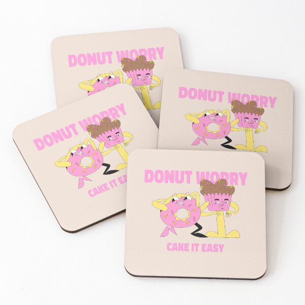 Item preview, Donut Worry, Cake It Easy Best Friends Food Characters Vintage Retro Cartoon designed and sold by gugenia.