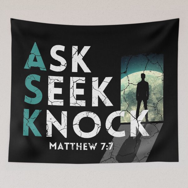 Item preview, Ask Seek Knock Matthew 7:7 distressed (Award Winning Design) designed and sold by KingsManKind.