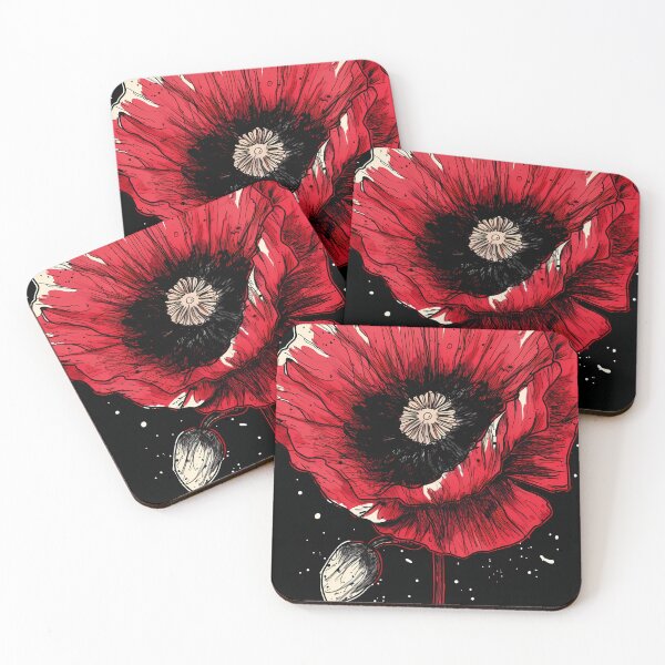 Item preview, Poppy doodle, black and red designed and sold by EmeraldeaArt.