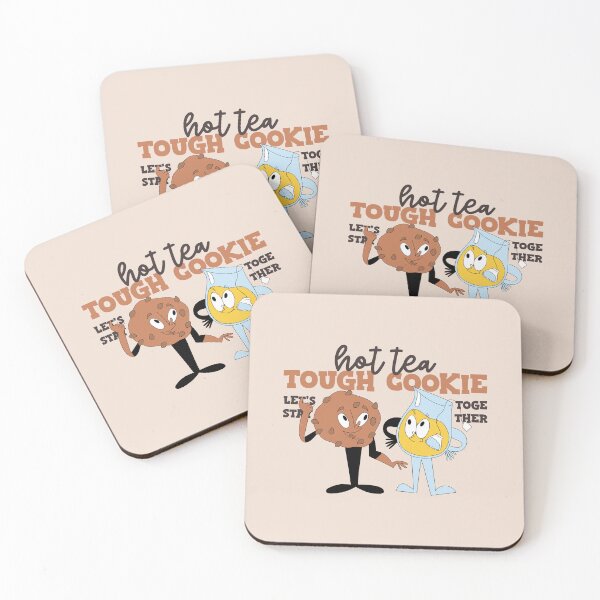 Item preview, Hot Tea Tough Cookie Best Friends Food Characters Vintage Retro Cartoon designed and sold by gugenia.