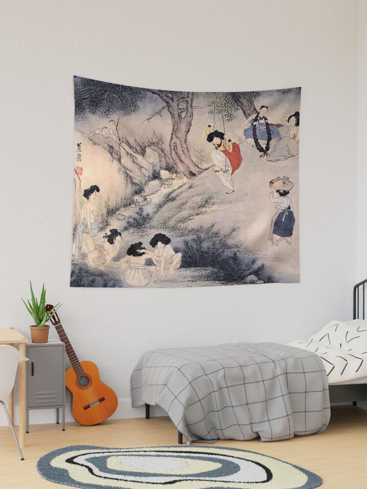 Korean Painting Minhwa Scenery on Dano Day Tapestry for Sale by tangerinemars Redbubble