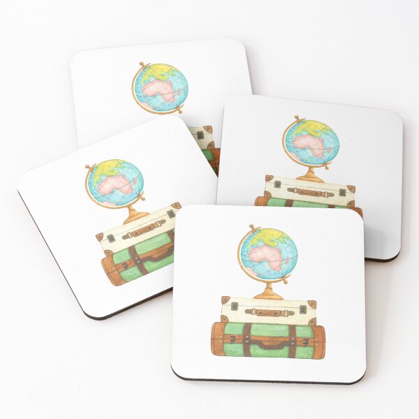 Item preview, old watercolor suitcases and World Globe designed and sold by Antigone Damigou.