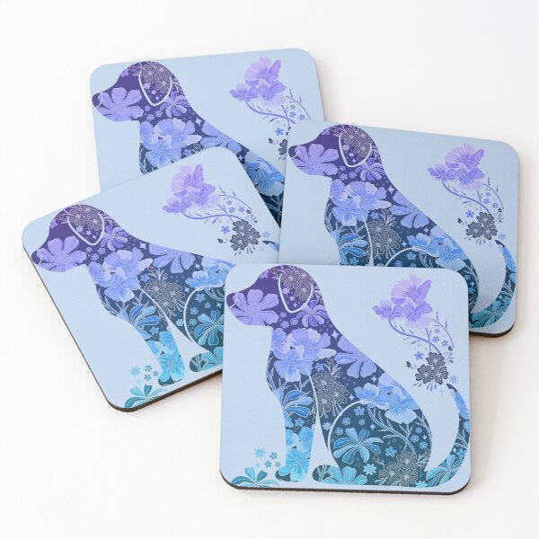 Item preview, Vintage Floral Dog Silhouette - Blue Ombre designed and sold by Meganlaine.