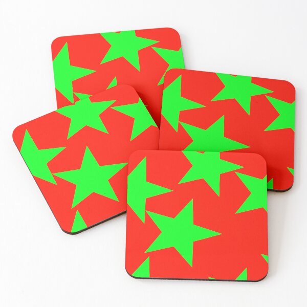 Item preview, Green Stars on Red  designed and sold by GEOMETRIC ART   .
