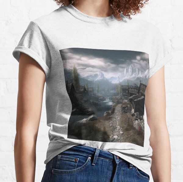 Skyrim style mountain village Classic T-Shirt