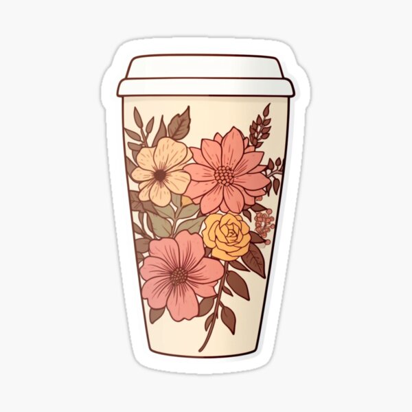 Travel mug and flowers Sticker