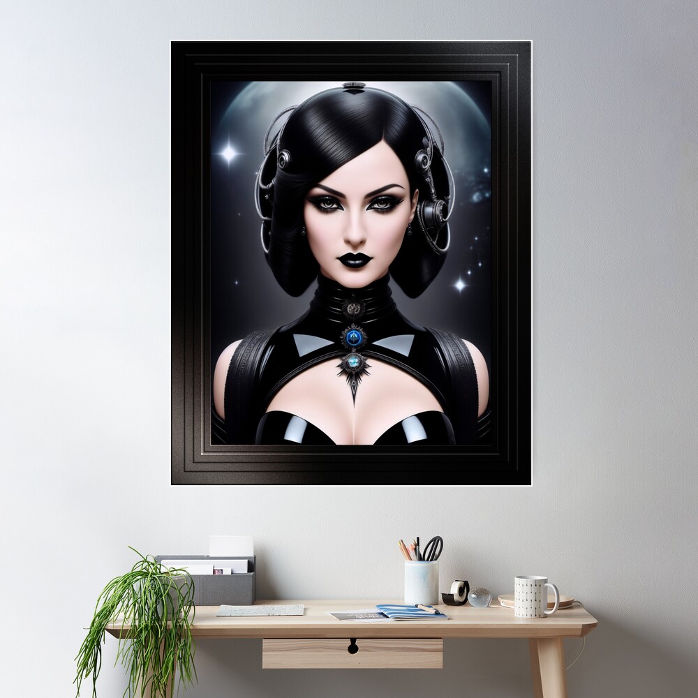 The Gothic Beauty Prielana Voscoveki A Beautiful AI Concept Art Portrait by Xzendor7 Wall Poster