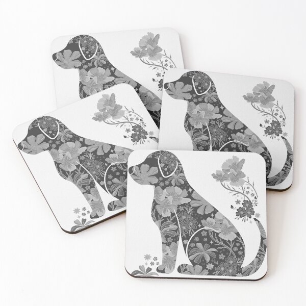 Item preview, Vintage Floral Dog Silhouette - Black & White designed and sold by Meganlaine.