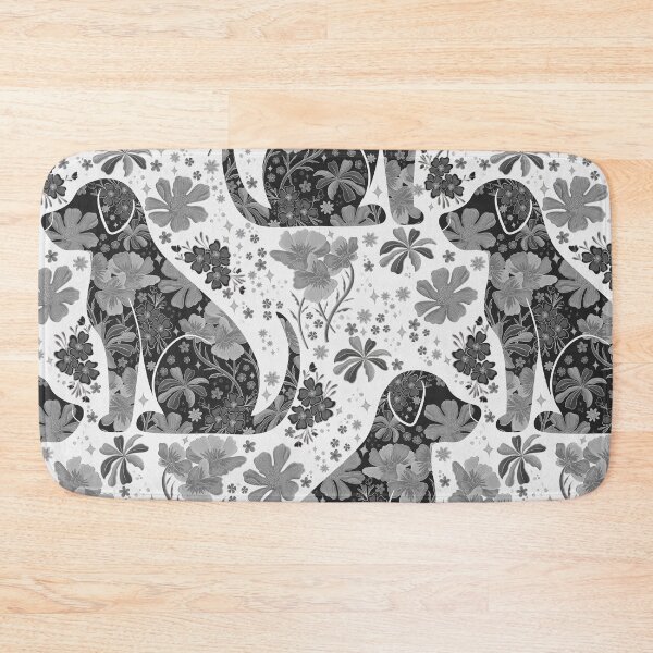 Item preview, Vintage Floral Dog Silhouette - Black & White designed and sold by Meganlaine.