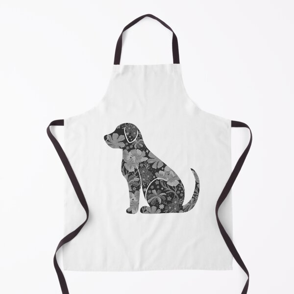 Item preview, Vintage Floral Dog Silhouette - Black & White designed and sold by Meganlaine.