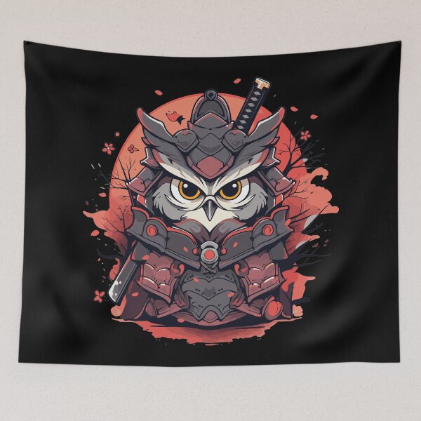 Artikelvorschau, Kawaii Samurai-Eule entworfen und verkauft von FurFashion.