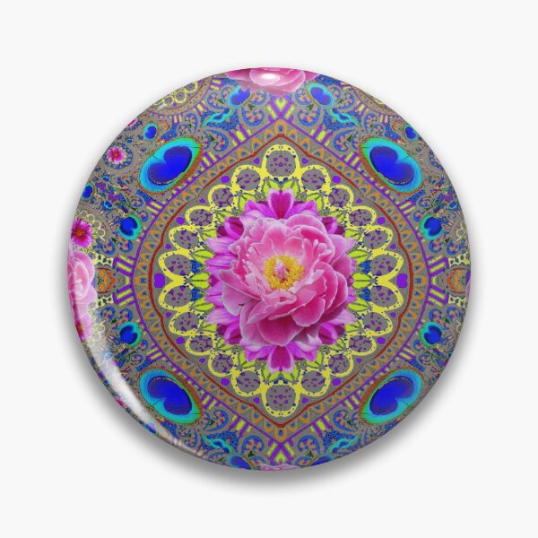 Item preview, GEOMETRIC YELLOW-PINK ROSE PATTERNS GREY ART designed and sold by sharlesart.