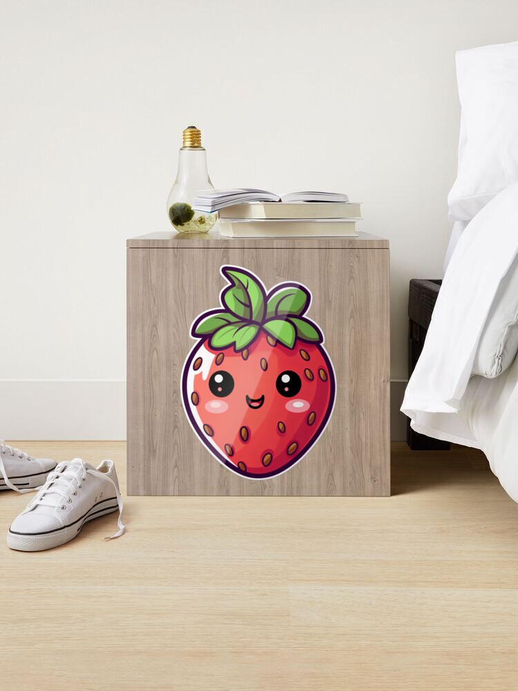 Kawaii Strawberry Sticker Graphic · Creative Fabrica