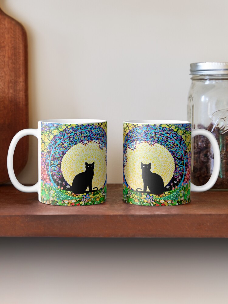 Thumbnail 2 of 6, Coffee Mug, Black Cat & Full Moon designed and sold by MarkBetsonArt.