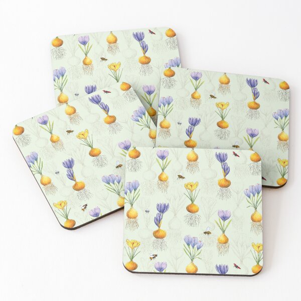 Item preview, Crocuses and Bugs Watercolor Spring Floral Pattern designed and sold by AlicjaCurioseur.