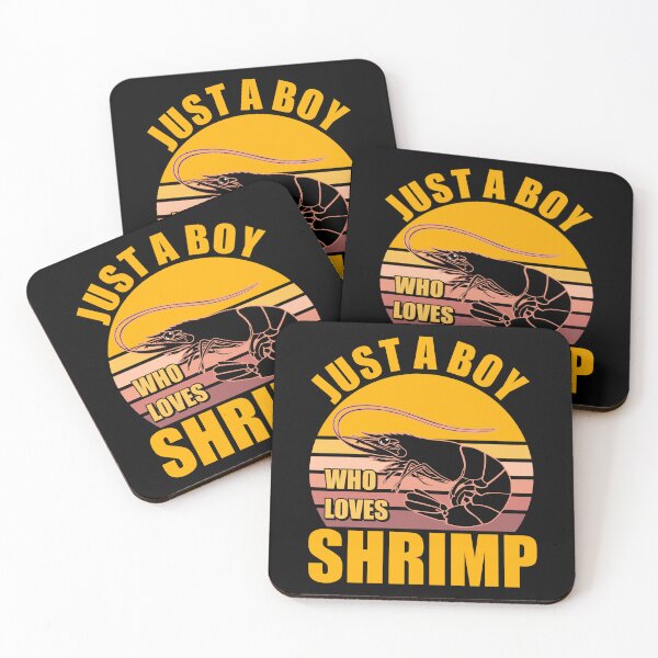 Item preview, Just A Boy Who Loves Shrimp - Cute t-shirt design - Sticker Redbubble designed and sold by bluehatgraphics.