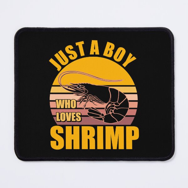 Item preview, Just A Boy Who Loves Shrimp - Cute t-shirt design - Sticker Redbubble designed and sold by bluehatgraphics.