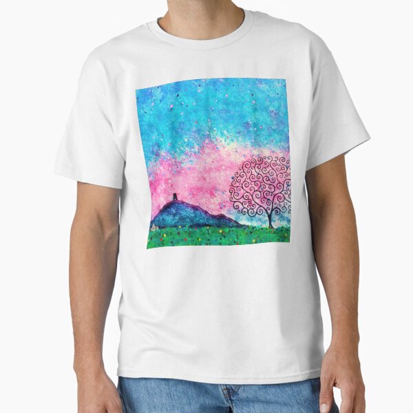 Glastonbury Tor, Pink Sky & Tree of Life Classic T-Shirt