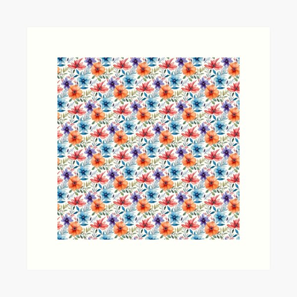 Item preview, Boho Floral Water Color Style Pattern Print 4 designed and sold by Alphin Tom.