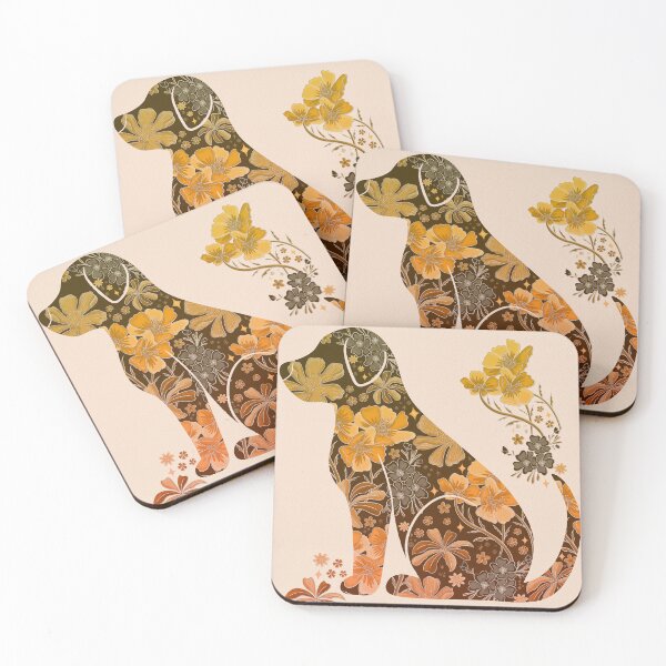 Item preview, Vintage Floral Dog Silhouette - Orange Ombre  designed and sold by Meganlaine.