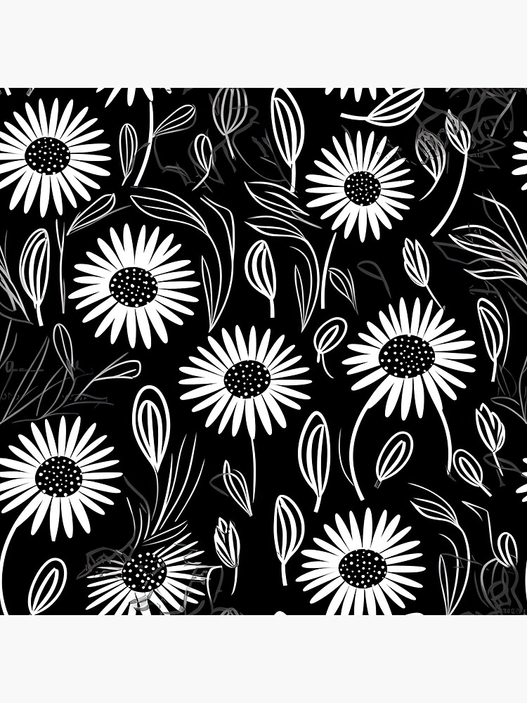 "Black and White Daisy " Sticker for Sale by JonHerrera Redbubble