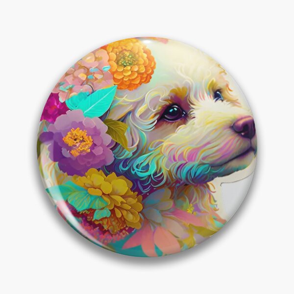 Item preview, a sticker of a dog with flowers designed and sold by xhafaesr.