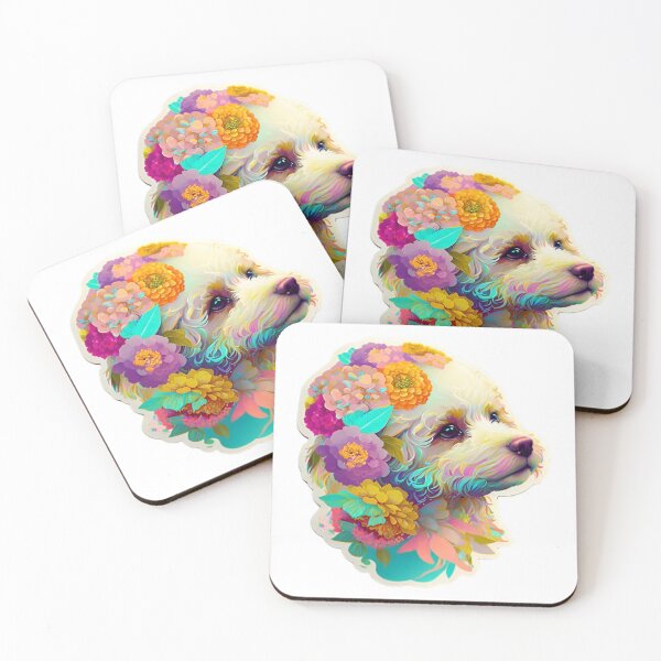 Item preview, a sticker of a dog with flowers designed and sold by xhafaesr.