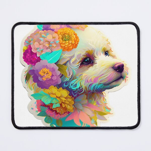 Item preview, a sticker of a dog with flowers designed and sold by xhafaesr.