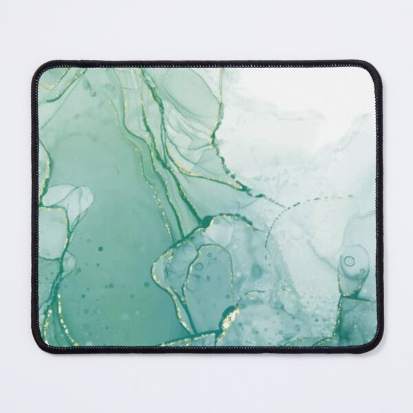 Item preview, Pastel cyan mint liquid marble watercolor background with gold lines and brush stains. Teal turquoise marbled alcohol ink drawing effect. Vector illustration backdrop, watercolour designed and sold by MTShoppingLine.