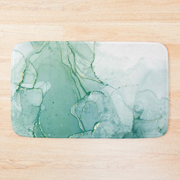 Item preview, Pastel cyan mint liquid marble watercolor background with gold lines and brush stains. Teal turquoise marbled alcohol ink drawing effect. Vector illustration backdrop, watercolour designed and sold by MTShoppingLine.