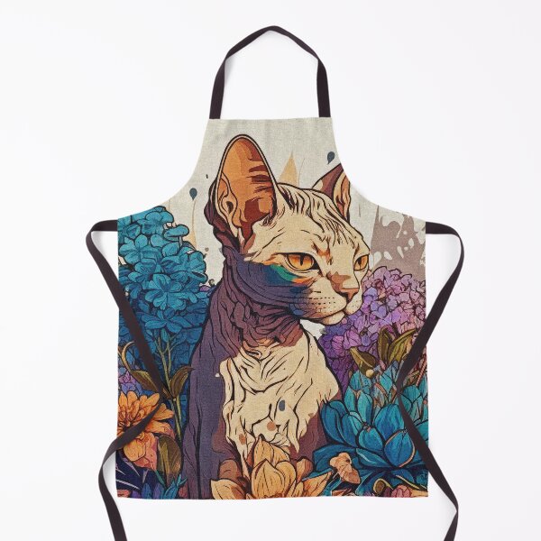Item preview, Sphynx cat owners gift. Cat digital painting surrounded by flowers. designed and sold by paulo silveira.