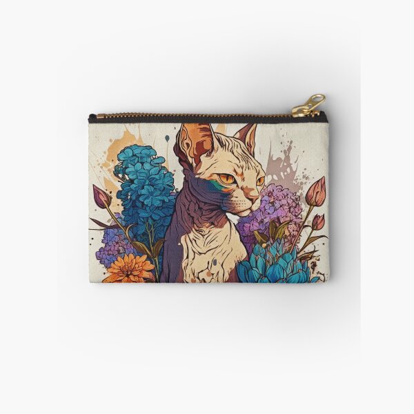 Item preview, Sphynx cat owners  gift. Cat digital painting surrounded by flowers. designed and sold by paulo silveira.