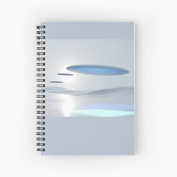 Flying Saucers Above Misty Ocean Glowing Light Phenomenon Spiral Notebook