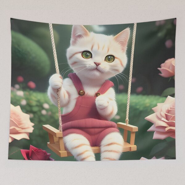 Item preview, Cat on a swing - Modern digital art designed and sold by Ai-michiart.