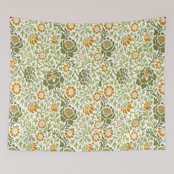 Item preview, Green and orange floral pattern designed and sold by adlkh.