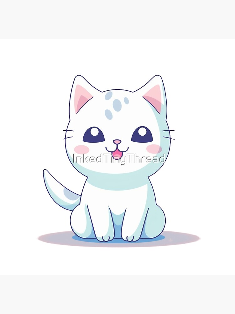 Turquoise Kawaii Cat Anime Happy Graphic · Creative Fabrica