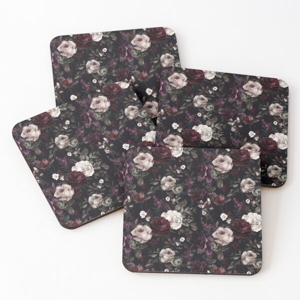 Item preview, White and Burgundy Roses Floral Pattern | Dark, Gothic, Moody designed and sold by neverworldian.