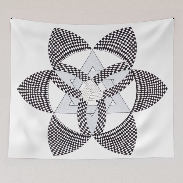 Item preview, Shield of Six Leaves: Handmade Geometric Drawing Cross Stitched Pattern  designed and sold by dduenias.