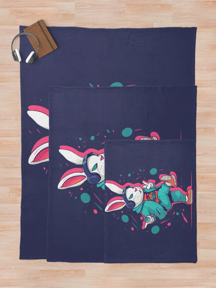 Thumbnail 5 of 6, Throw Blanket, Hip Hop Dancing Rabbit designed and sold by Amir Faysal.